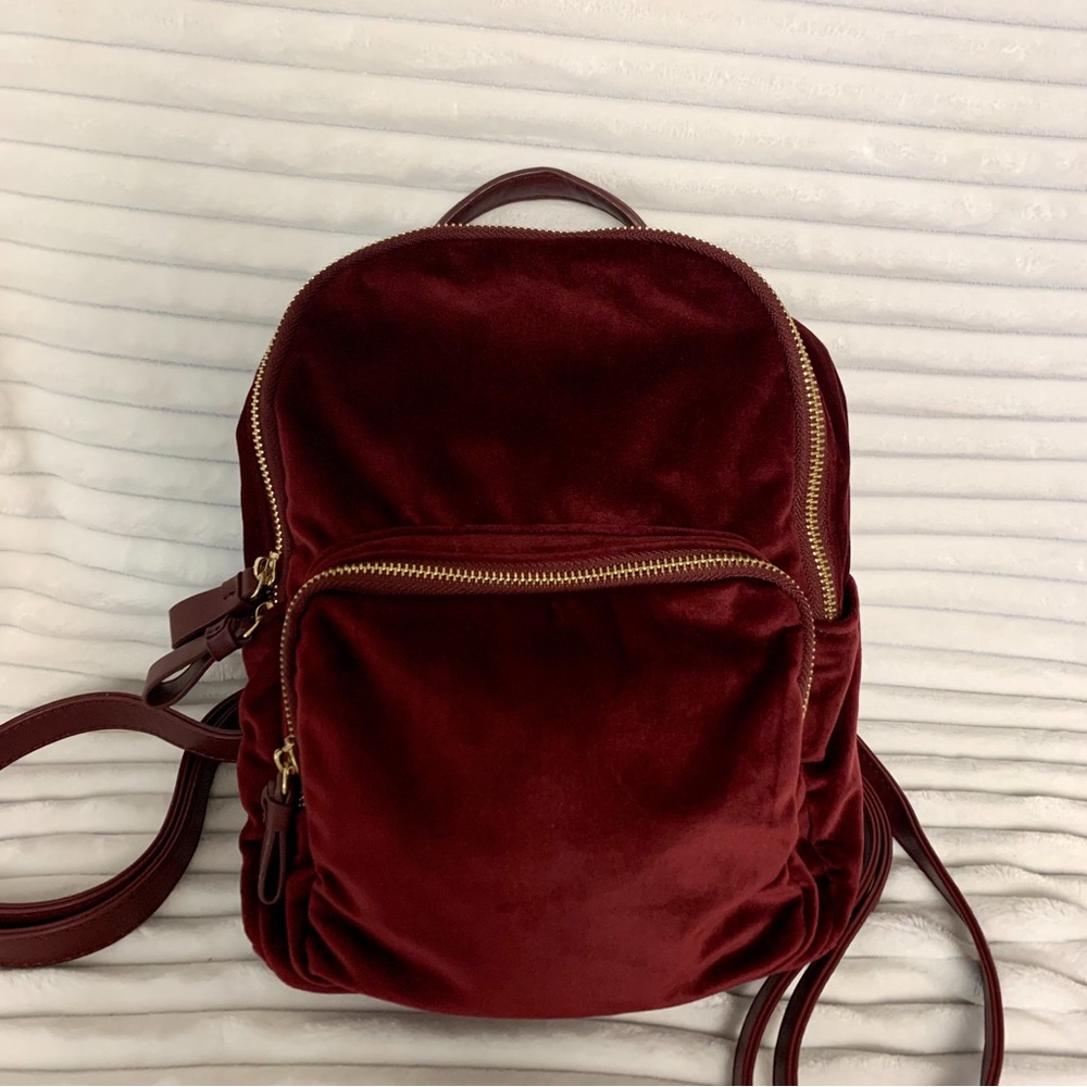 MMS Design Studio Deep Red Velvet Backpack